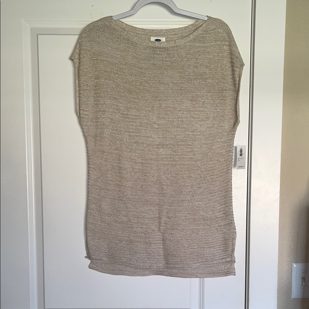 NWT Old Navy Knitted Tunic Short Sleeve Top Size Small Cream